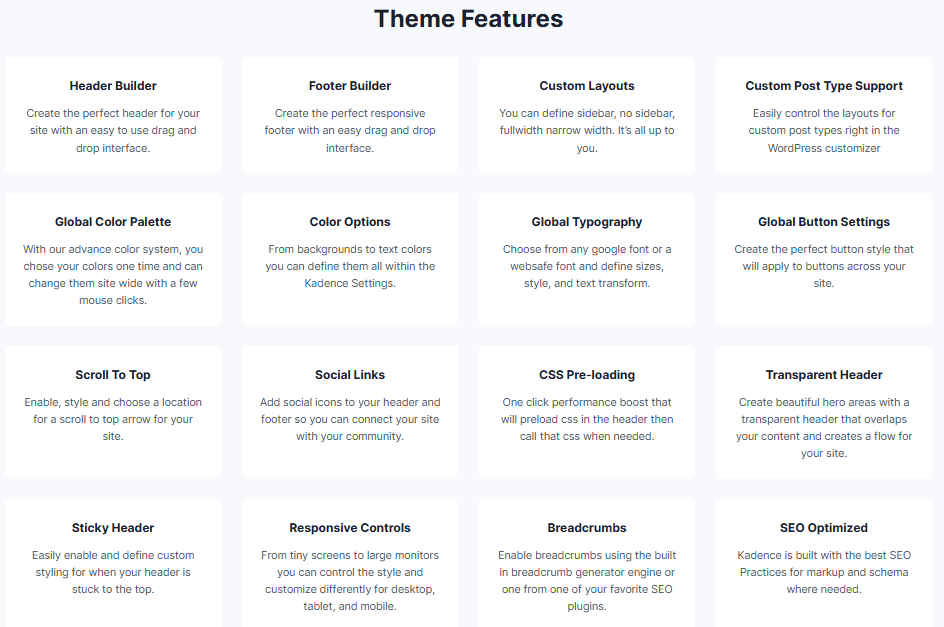 Kadence theme examples