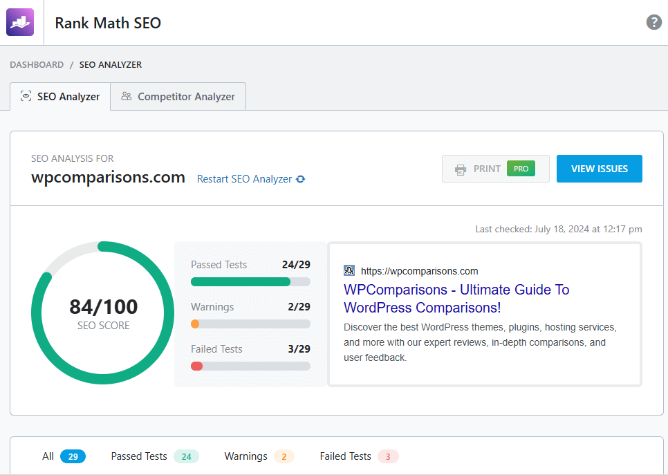 Rank Math free vs pro