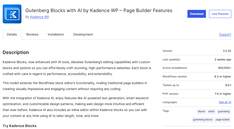 spectra vs kadence blocks
